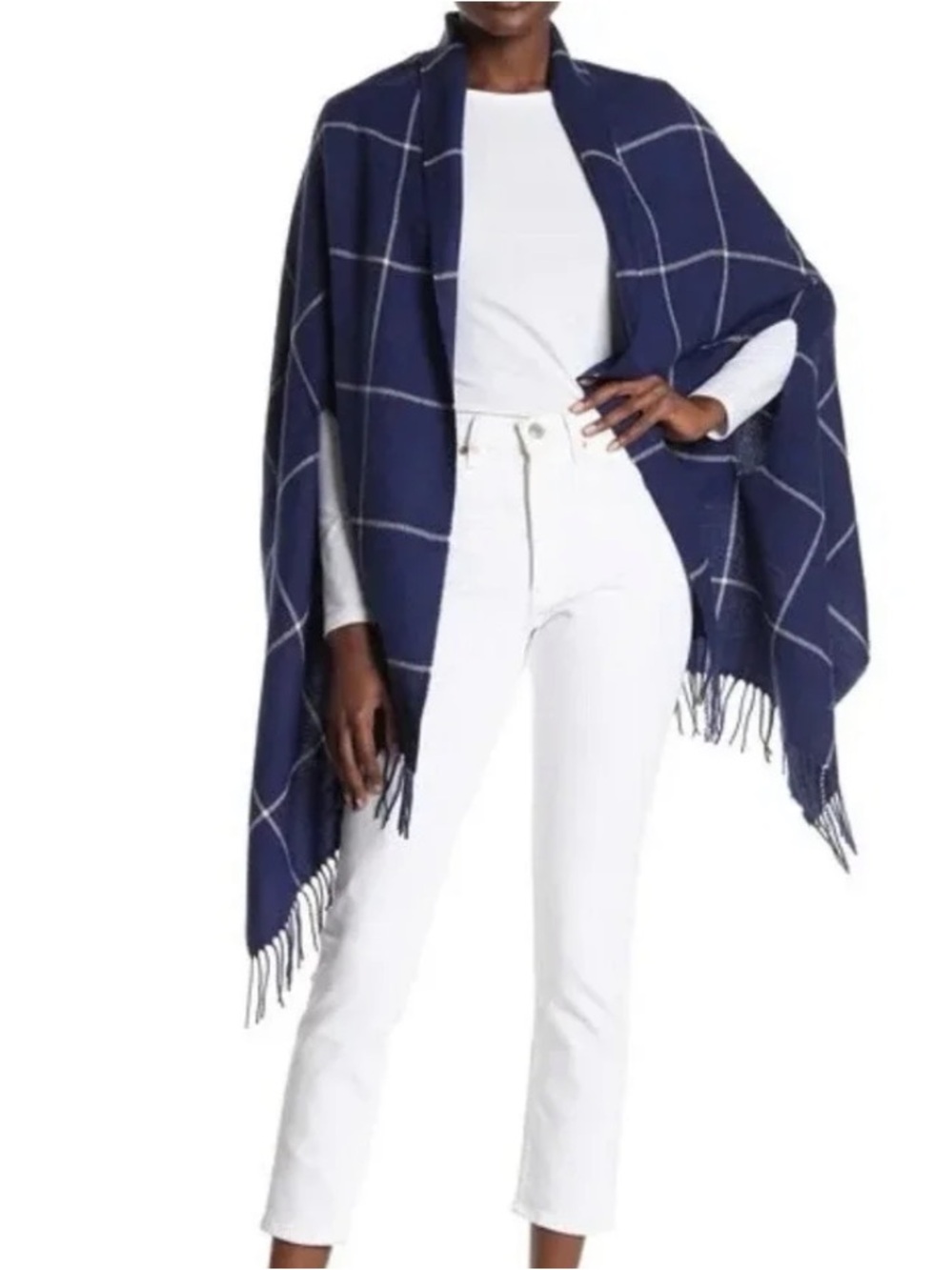 Madewell blue windowpane scarf shawl